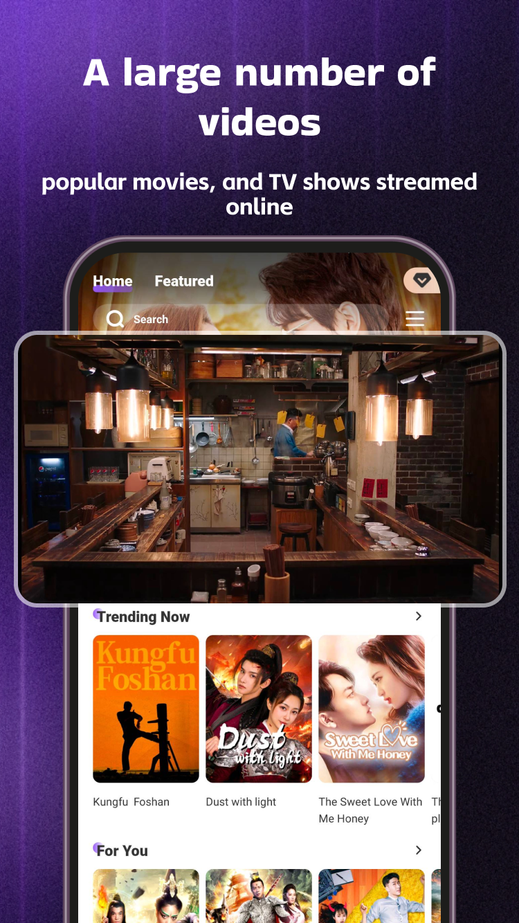 Loklok:Online Movies&Dramas home screen with movies, TV shows, and recommendations